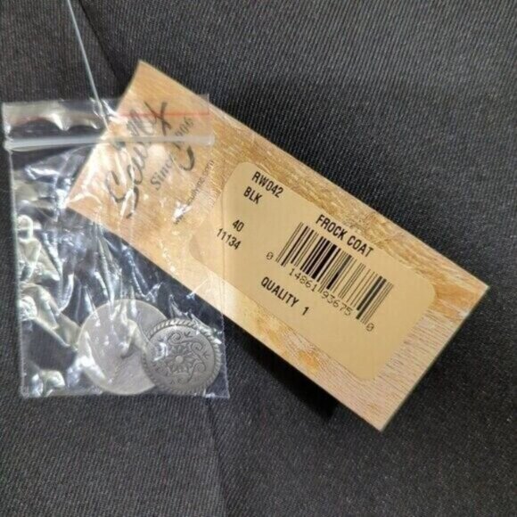 Scully Coat Men's 40 Black Frock Coat Western Notched Label Silver Tone Buttons - Picture 14 of 16